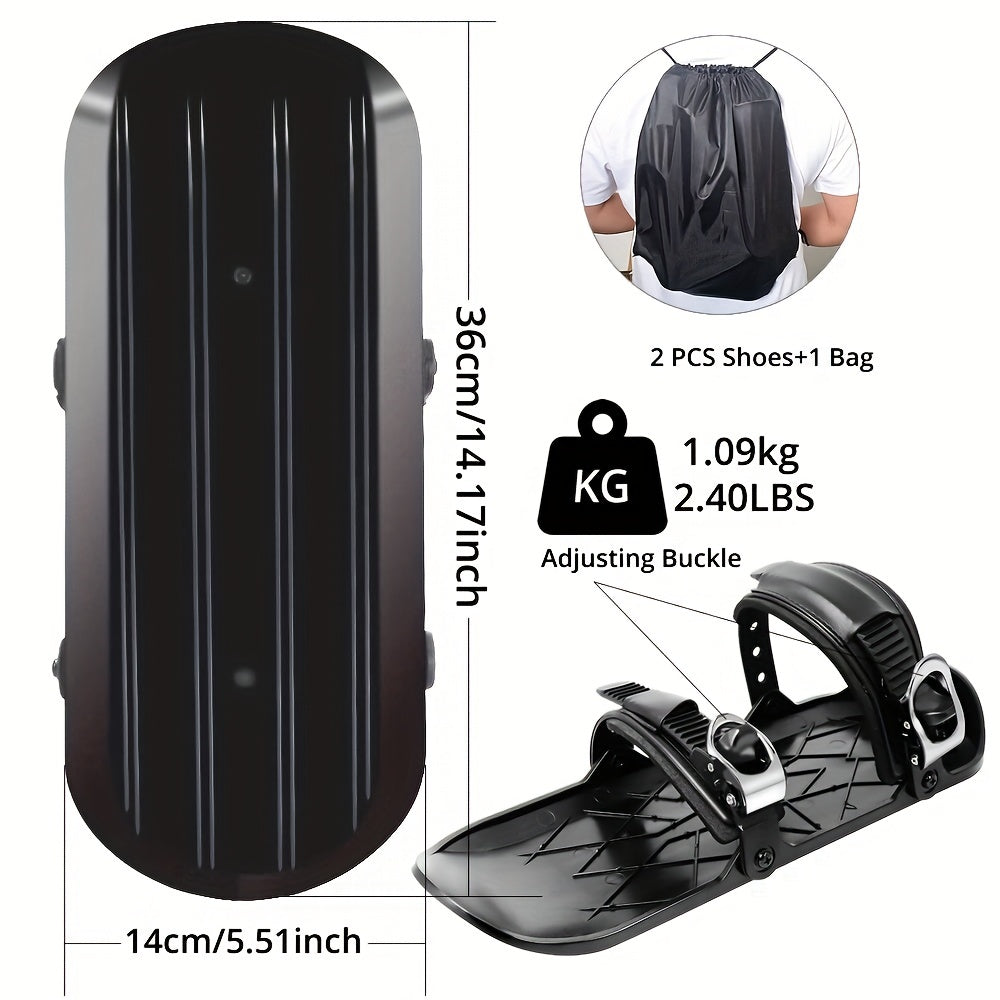 Mini Snow Skates Adjustable Ski Sled Boots-4