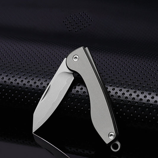 Mini Folding Titanium Knife Portable Pocket Knife Camping Food Processing Food Construction Repair Outdoor Equipment Keychain Mouth-0