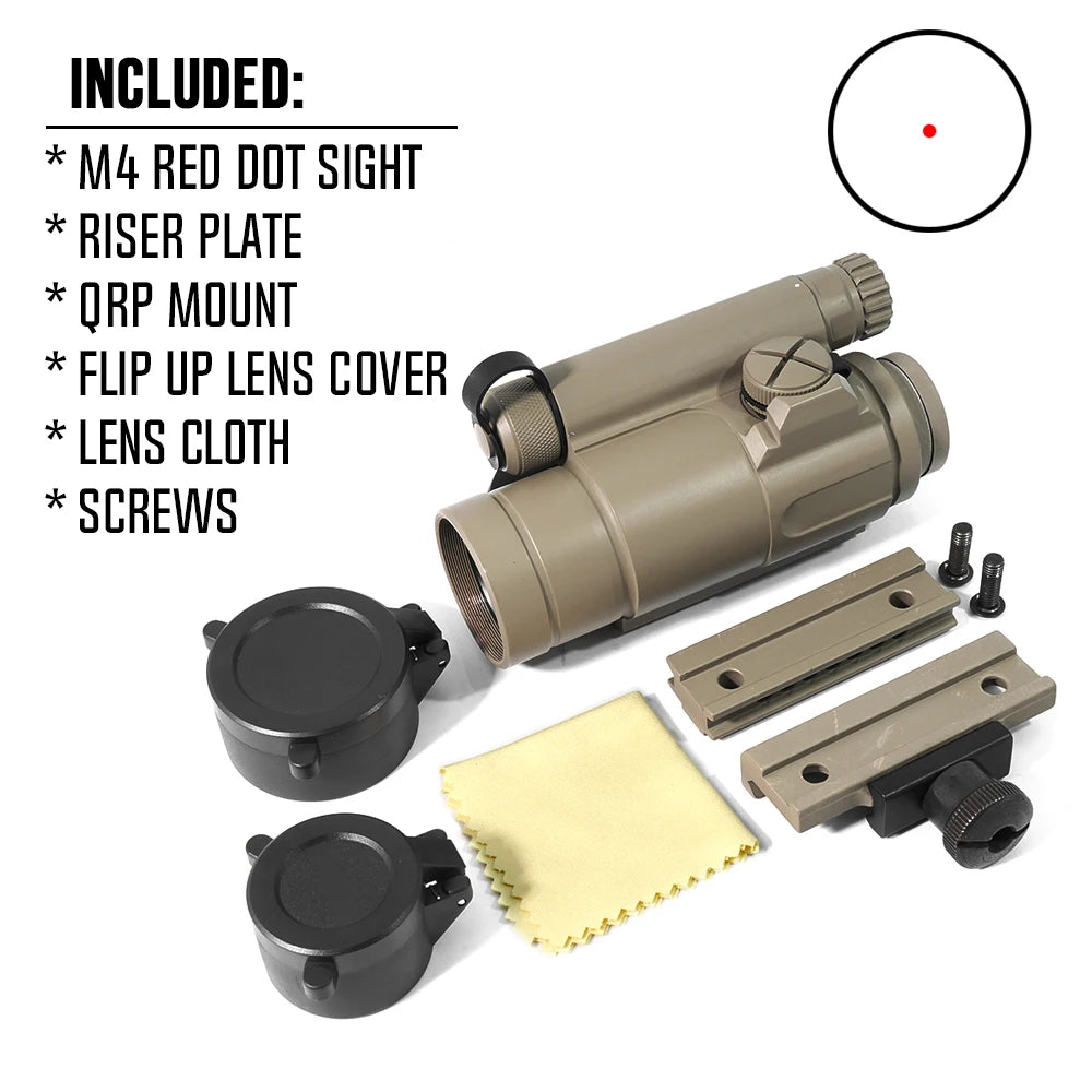 Airsoft M2/M4 M68 Red Dot Reflex Sight Hunting Scope 4MOA With Flip-up Lens Covers MK18 Mount Full Origianl Markings