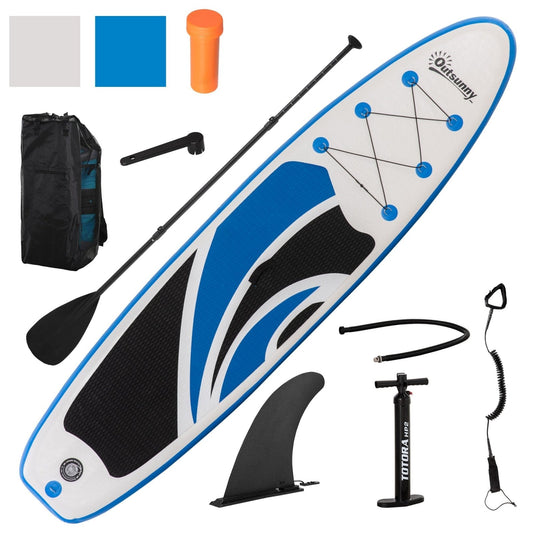 10'6" x 30" x 6" Inflatable Paddle Stand Up Board, Adjustable Aluminium Paddle Non-Slip Deck Board with ISUP Accessories, 320L x 76W x 15H cm-0