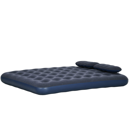Inflatable Double Air Bed, with Hand Pump - Blue-0