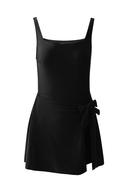 Sleek Side-Tied Swim Dress-0