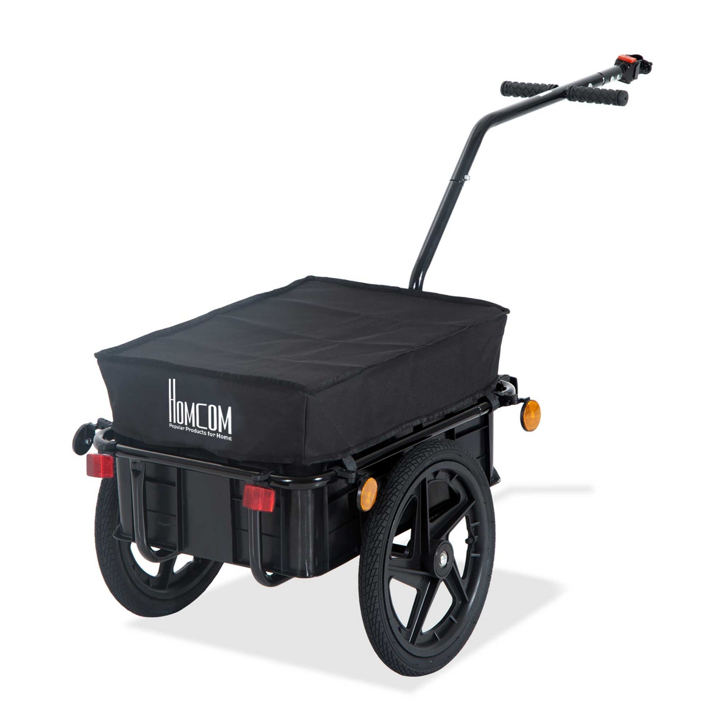 Bicycle Trailer Cargo Jogger Luggage Storage Stroller with Towing Bar - Black-0