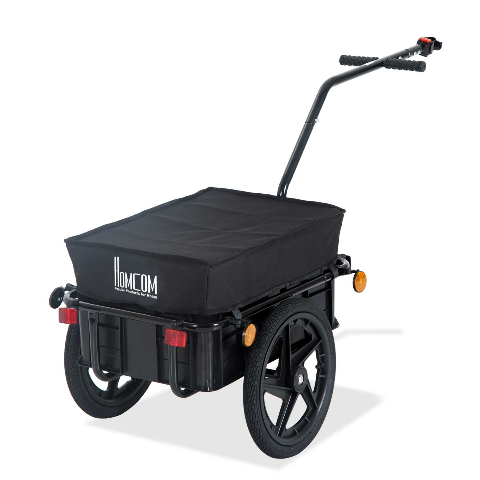 Bicycle Trailer Cargo Jogger Luggage Storage Stroller with Towing Bar - Black-0