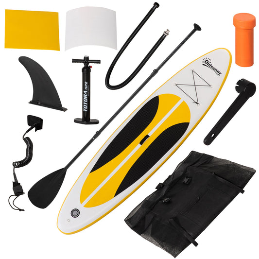 Inflatable Paddle Stand Up Board, 1.65-2.15M Adjustable Aluminium Paddle Non-Slip Deck Board w/ ISUP Accessories, 305L x 76W x 15H cm, White-0
