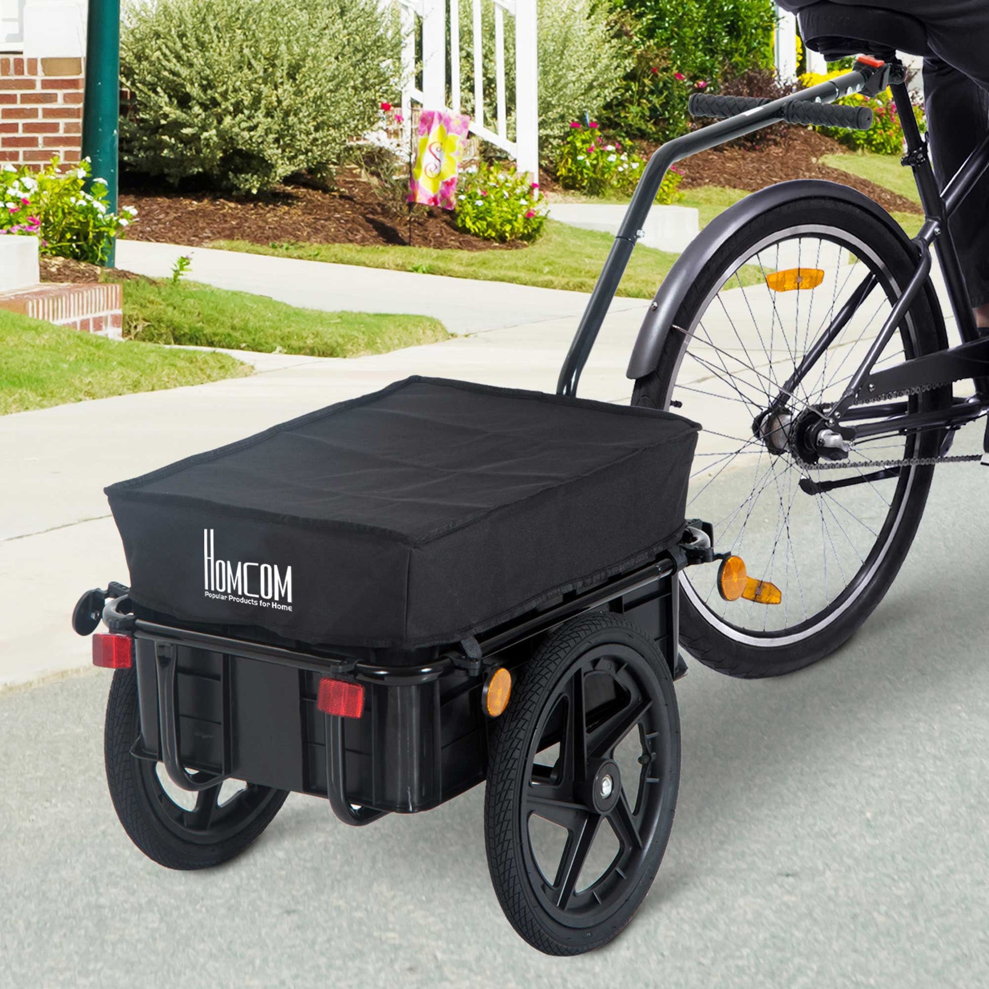 Bicycle Trailer Cargo Jogger Luggage Storage Stroller with Towing Bar - Black-1