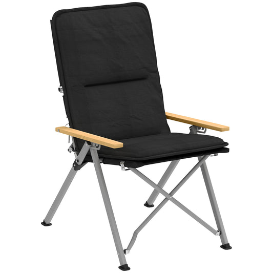 Portable Camping Chair for Adults, High Back Folding Chair with Padded Seat and Carry Bag, Outdoor Recliner for Hiking, Fishing, Beach and Picnic, Black-0