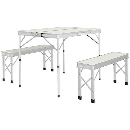 Three-Piece Aluminium Folding Picnic Table and Bench Set-0