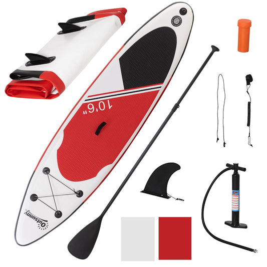 Inflatable Paddle Stand Up Board, Non-Slip Deck Board w/ Aluminium Paddle, ISUP Accessories, Carry Bag, 305L x 76W x 15Hcm - White-0