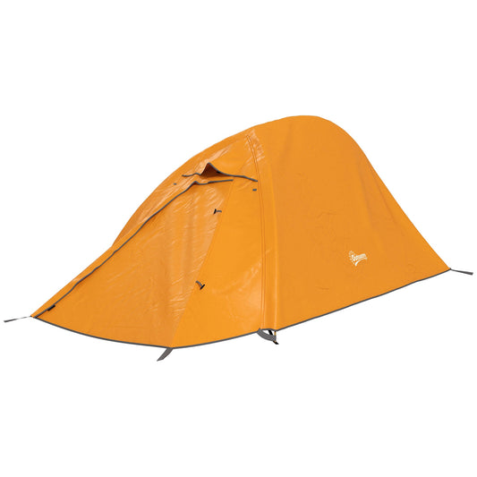 Double Layer Camping Tent, 1-2 Man Backpacking Tent with Carry Bag, 2000mm Waterproof and Lightweight, Orange-0