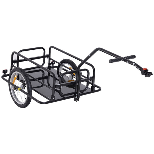Bike Cargo Trailer Bicycle Cargo Storage Cart w/ Hitch Cycling Camping Luggage Storage Carrier Transport Steel Black-0