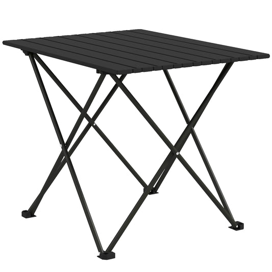 Folding Camping Table, Lightweight Metal Picnic Table with Carry Bag, Foldable Table for Outdoor Camping, Picnic, Hiking, BBQ, Fishing, Black-0