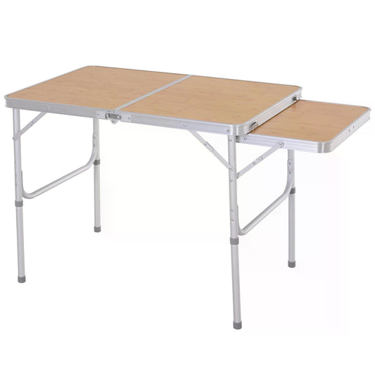 Aluminium Pincic Table MDF-Top 3ft Folding Portable Outdoor Table Silver-0