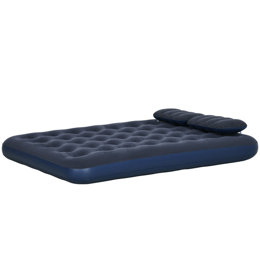 Inflatable King Size Air Bed, with Built-In Hand Pump - Blue-0