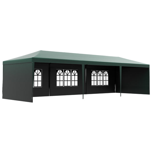 9 x 3 m Garden Gazebo Marquee Party Wedding Tent Canopy, Green-0