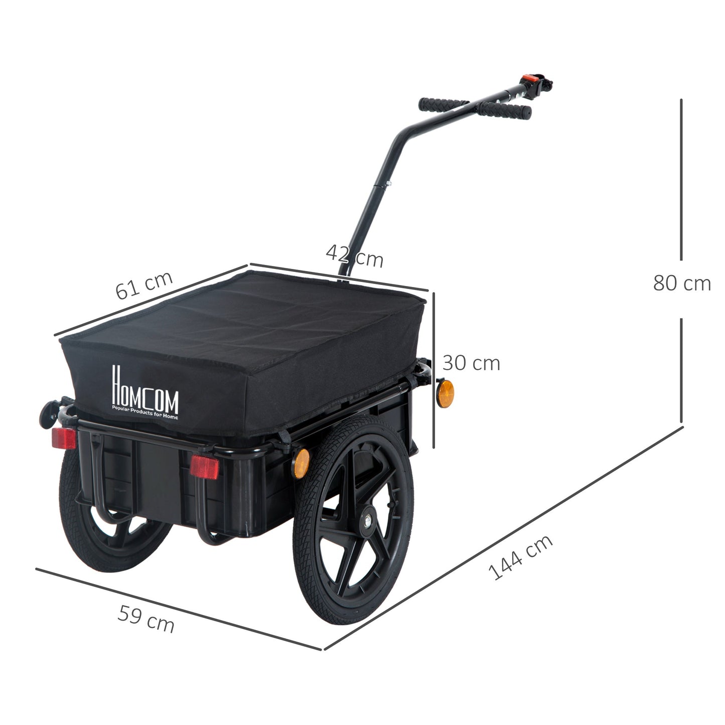 Bicycle Trailer Cargo Jogger Luggage Storage Stroller with Towing Bar - Black-2