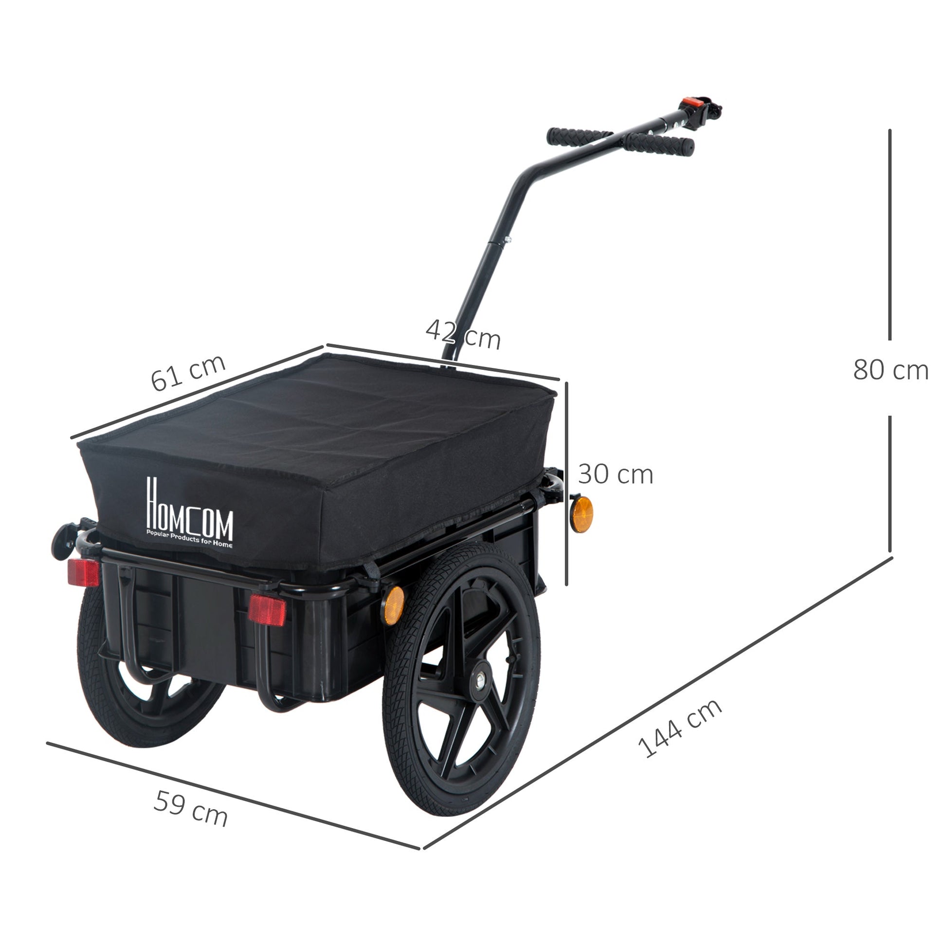 Bicycle Trailer Cargo Jogger Luggage Storage Stroller with Towing Bar - Black-2