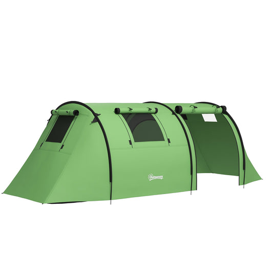 Four Man Duo Room Tunnel Tent, with Accessories - Green-0