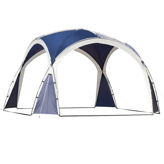 3.5 x 3.5M Gazebo Outdoor Marquee Tent Garden Sun Shelter Patio Spire Arc Pavilion Camp Sun Shade Blue and Grey-0