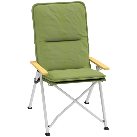 Portable Camping Chair for Adults, High Back Folding Chair with Padded Seat and Carry Bag, Outdoor Recliner for Hiking, Fishing, Beach and Picnic, Green-0