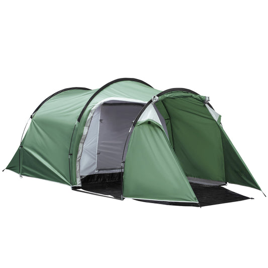 Tunnel Tent, 2-3 Person Camping Tent with Sewn-in Groundsheet, Air Vents, Rainfly, 2000mm Water Column, Green-0