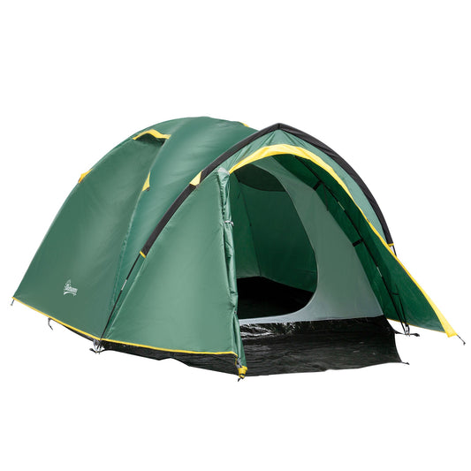 Dome Tent for 2 Person Camping Tent with Large Windows, Waterproof Green and Yellow-0