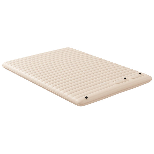 Double Inflatable Mattress, with Built-In Pump - White-0