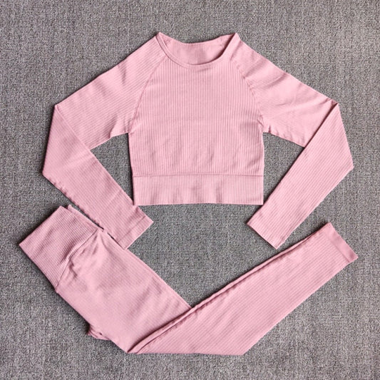 Yoga Set Seamless Women&#39;s Sportswear Workout Clothes Athletic Wear Gym Legging Fitness Bra Crop Top Long Sleeve Sports Suits-20