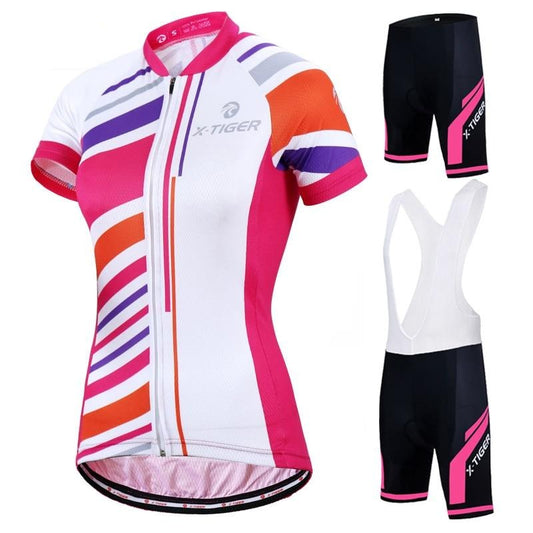 Women Summer UV Cycling Jerseys Set 100% Polyester-0