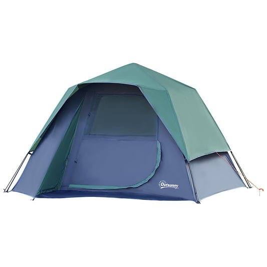 Fibreglass Frame 3/4 Person Lightweight Camping Tent Green-0