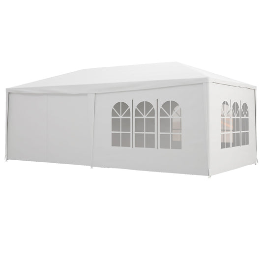 6 x 3 m Party Tent Wedding Gazebo Outdoor Waterproof PE Canopy Shade with 6 Removable Side Walls-0
