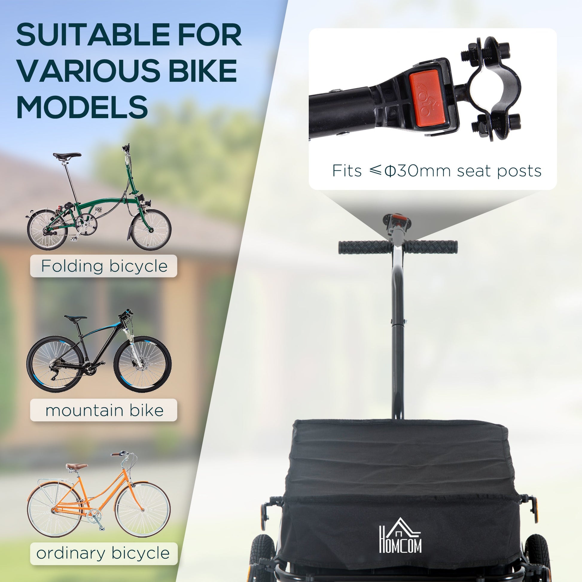 Bicycle Trailer Cargo Jogger Luggage Storage Stroller with Towing Bar - Black-3