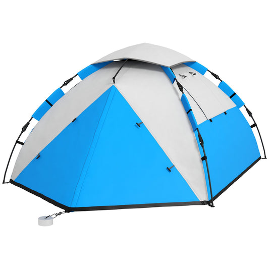 Two-Man One Room Camping Tent, with Accessories - Blue-0